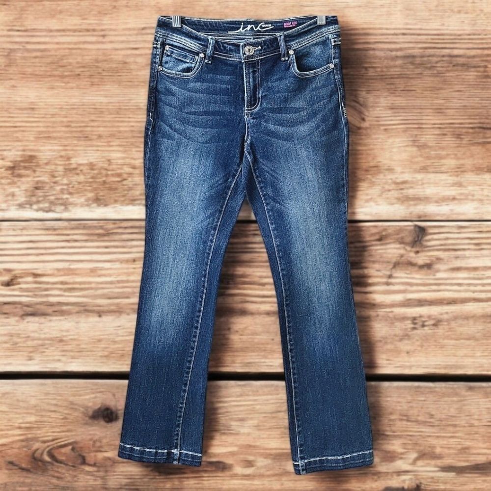 INC Women's Denim distressed Low rise Skinny Boot Cut Jeans Size 6P